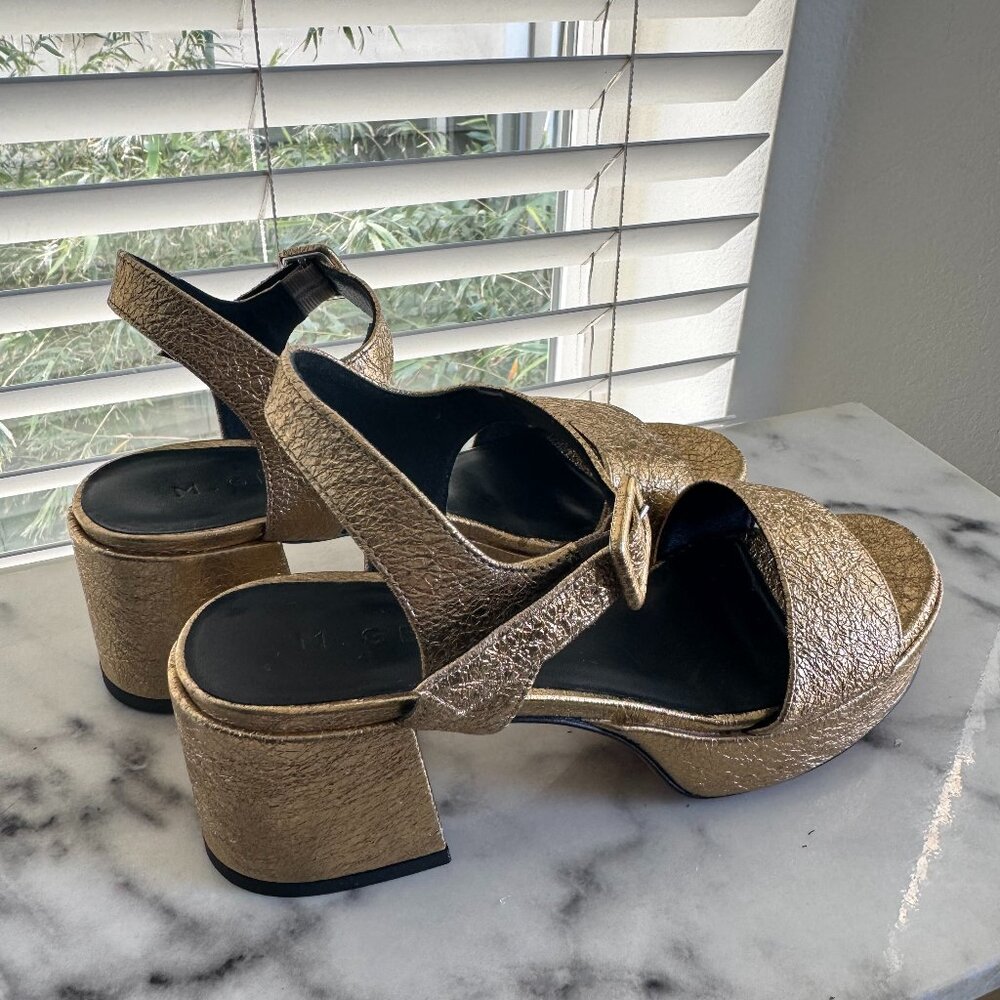 M. Gemi Lizza Nuova Limited Edition Warm Gold leather platform sandals 35.5, EUC - Picture 7 of 9